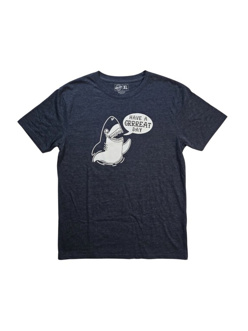 NWOT | Crazy Dog T-Shirts "Have a Grrreat Day" Tee | Shark Humor | Navy | XL